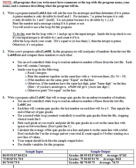 SOLVED: In C++ NOTE: All programs that you write must have comments at ...