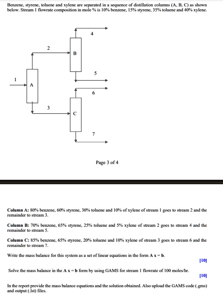 SOLVED: Benzene, Styrene, Toluene, And Xylene Are Separated In A ...