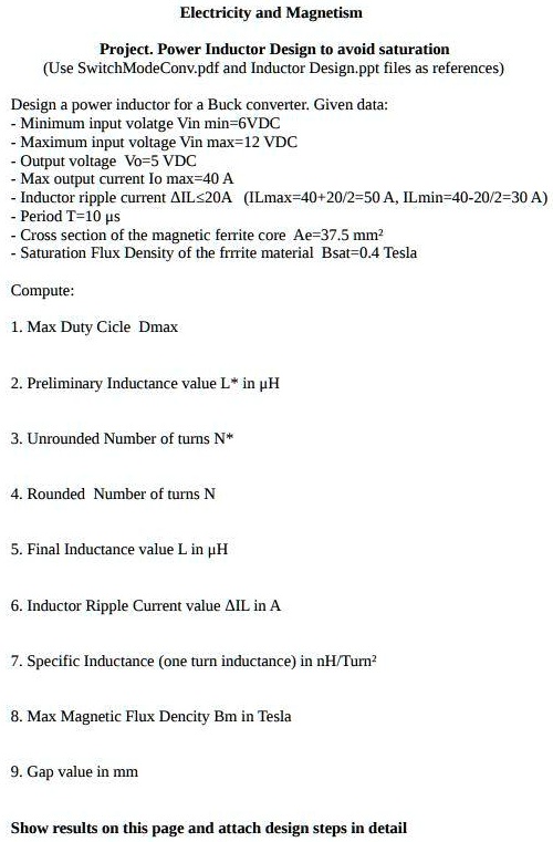 SOLVED Text Electricity and Project Power Inductor Design