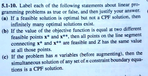 5.1-10. Label each of the following statements about linear pro ...