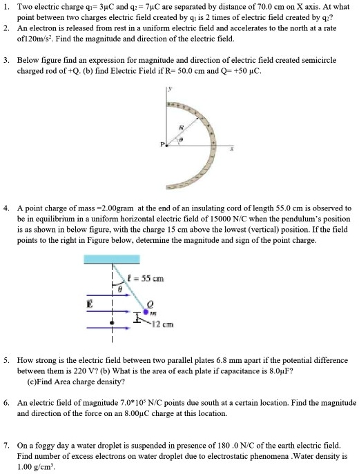 Solved: Two Electric Charges, Q1 = 417 Î¼c And Q2 = 7 Î¼c, Are 