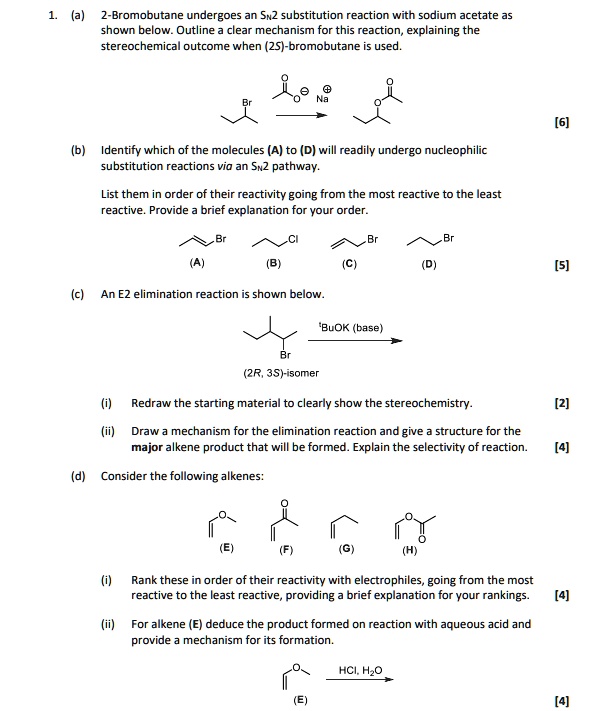 SOLVED: 2-Bromobutane undergoes an S N 2 substitution reaction with ...