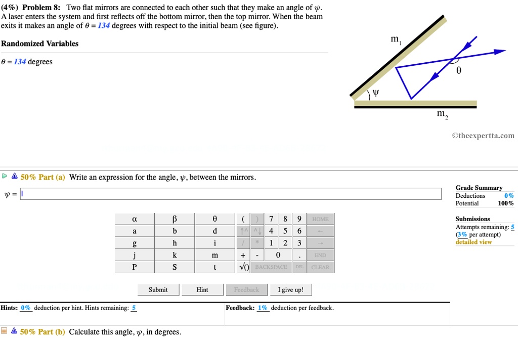 Problem Two flat mirrors are connected to each other such that they