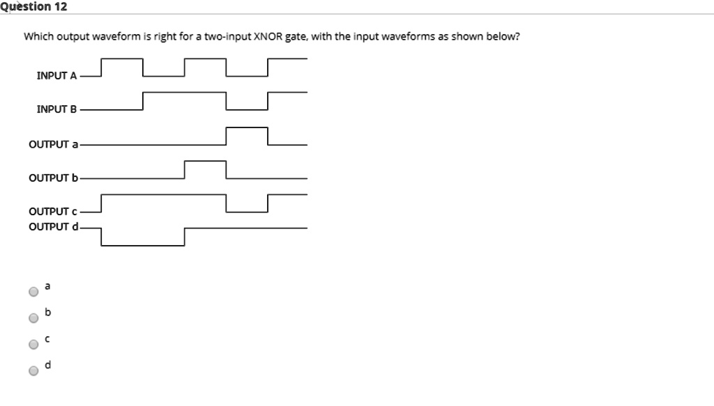 SOLVED: Question 12 Which Output Waveform Is Correct For A Two-input ...