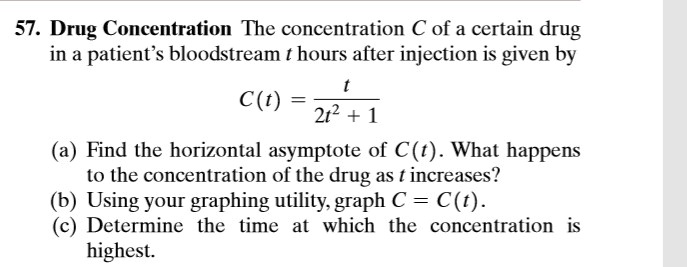 57. Drug Concentration The concentration C of a certain...
