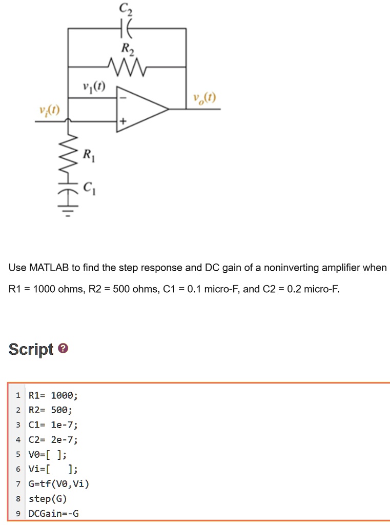 Ohm Script t vot ri c1 use matlab to find the step response and dc gain of a ...