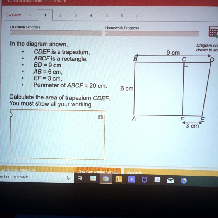 SOLVED: Calculate the area of trapezium CDEF In the diagram shown, CDEF ...