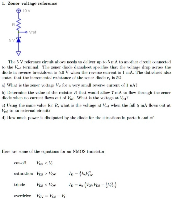 SOLVED: Zener voltage reference The 5V reference circuit above needs to ...