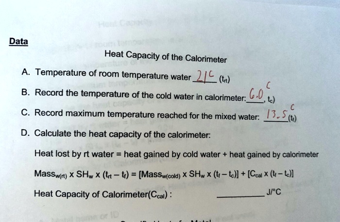 Heat capacity of calorimeter