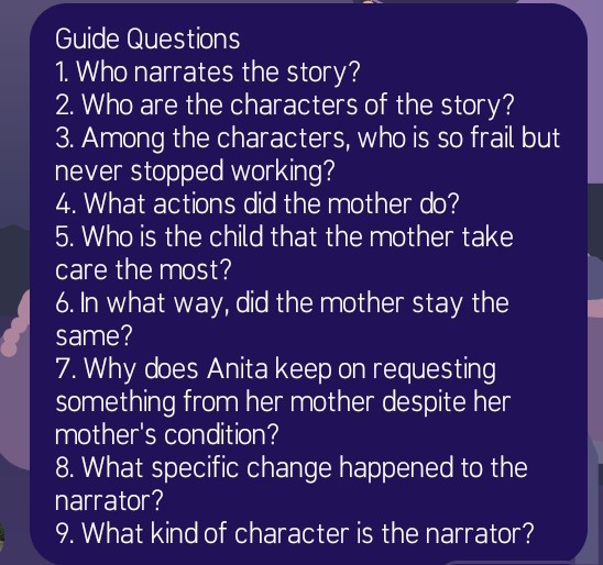 SOLVED Guide Questions 1. Who narrates the story? 2. Who are the