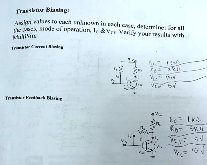 SOLVED Solve for the following circuits Transistor Biasing MultiSim