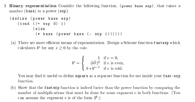 Text: Dr. Racket 3. Binary Exponentiation Consider The Following ...