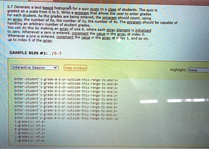 C++ [myprogramminglab] 5.7 Generate A Text-based Histogram For A Quiz ...