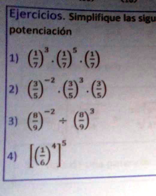 Solved Simplifica Las Siguientes Expresiones Aplicando Las Propiedades De La Potenciación 0847