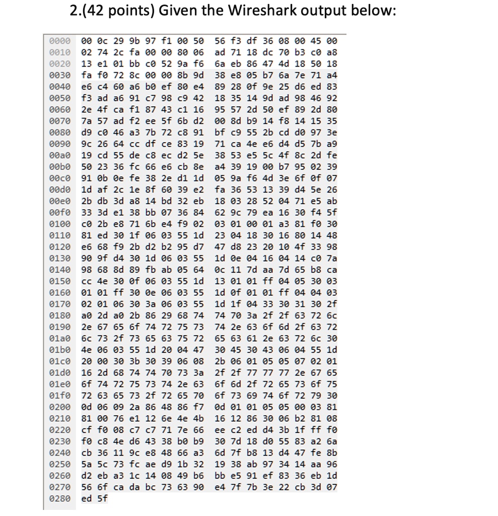 Solved 2 42 Points Given The Wireshark Output Below Answer The