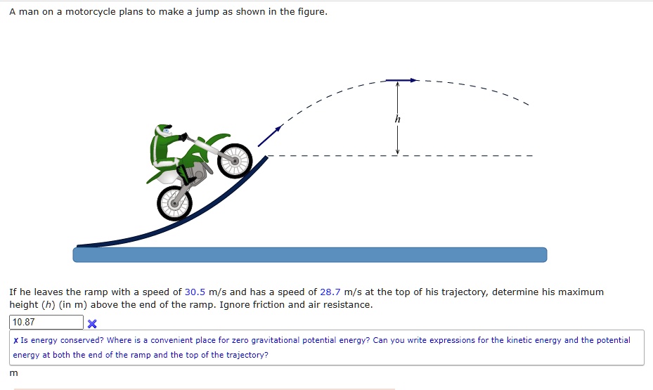 SOLVED: Man On Motorcycle Plans To Make Jump As Shown In The Figure If ...