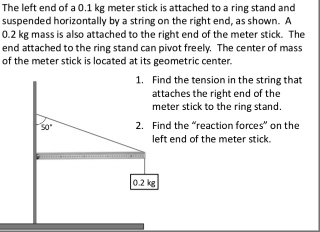 Solved The Left End Of A Kg Meter Stick Is Attached To A Ring Stand And Suspended