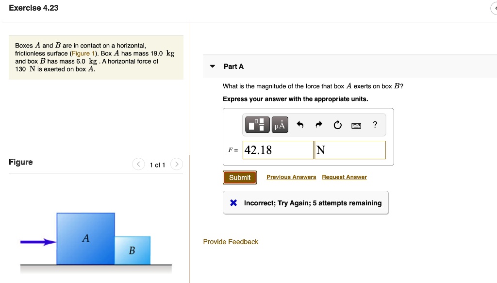 Exercise 423 boxes a and b are in contact on horizontal...
