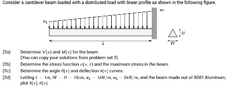 consider a cantilever beam lo 2a determine vx and mx for the beam you ...