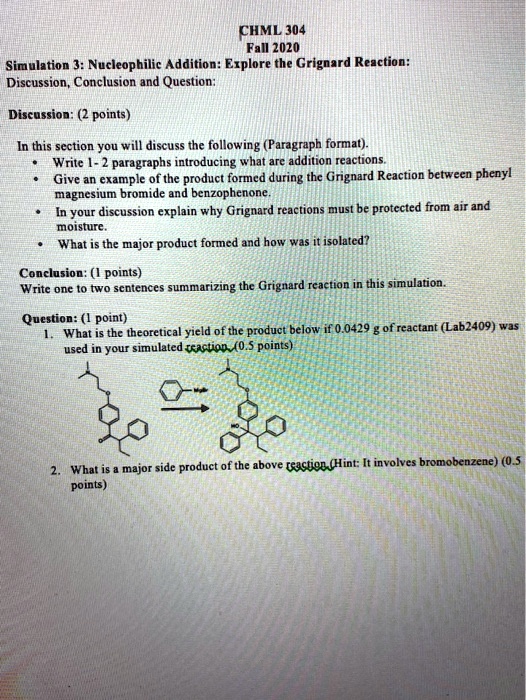 SOLVED CHML 304 Fall 2020 Simulation Nucleophilic Addition