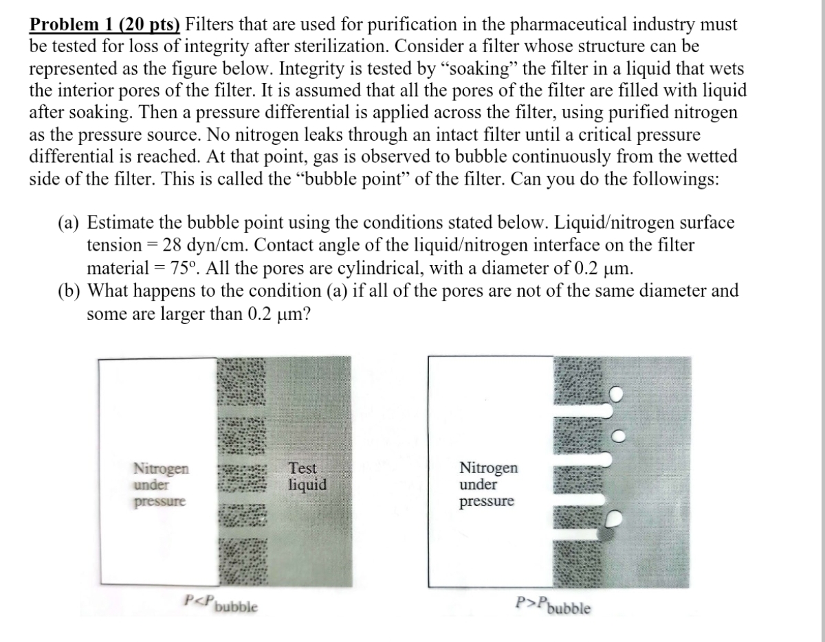 SOLVED Problem 1 (20 pts) Filters that are used for purification in