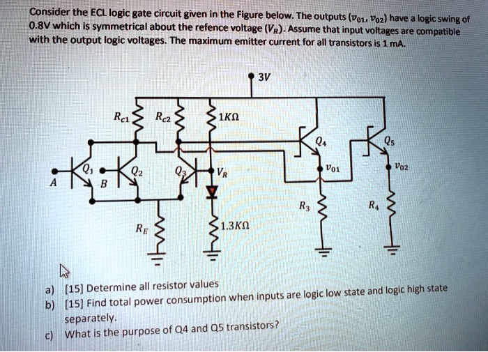 Consider the ECL logic gate circuit given in the Figure below. The ...