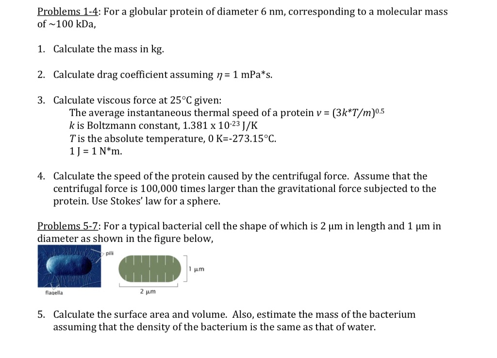 SOLVED Problems 14 For a globular protein of diameter 6 nm
