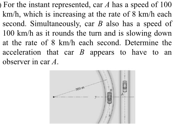 For The Instant Represented, Car A Has A Speed Of 100 Km/h, Which Is ...