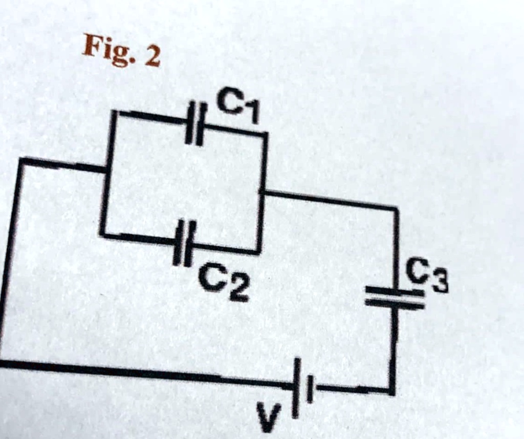 SOLVED Three capacitors and a power supply (V) are connected in the