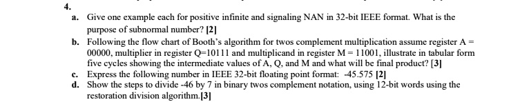 Subnormal Number Give one example each for positive infinity and signaling NaN in 32-bit ...