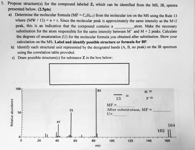 Solved Propose Structure S For The Compound Labeled Z Which Can Be Identified From The Ms Ir