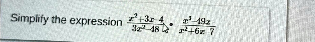 Simplify the expression (x^2+3x-4)/(3x^2-48) ·(x^3-49x)/(x^2+6x-7)