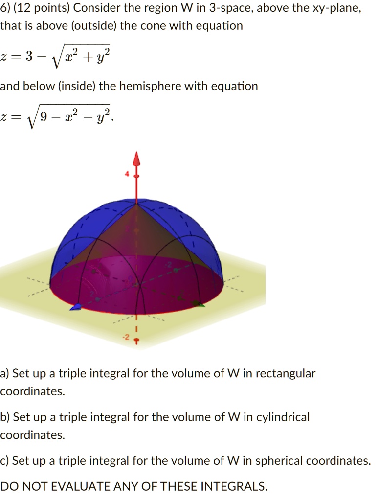 SOLVED 6) (12 points) Consider the region W in 3space, above the XY