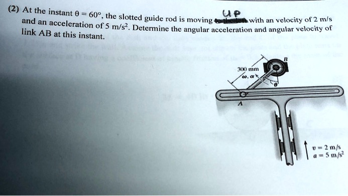 SOLVED: 2 At the instant =60,the slotted guide rod is moving uP owith ...