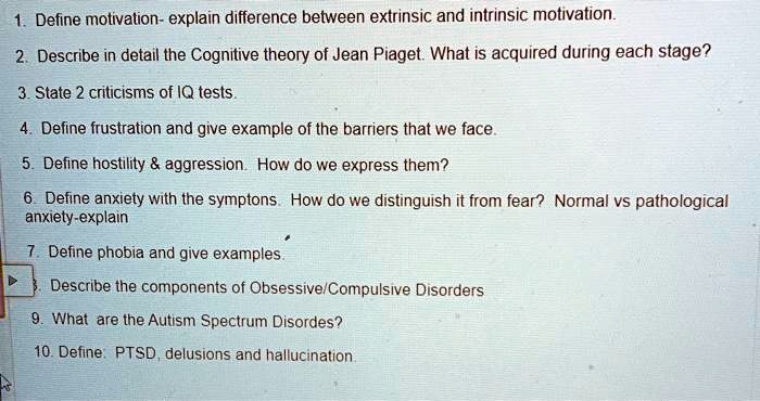 SOLVED 1. Define motivation and explain the difference between