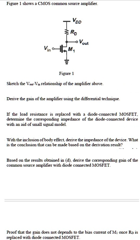 Figure 1 shows a CMOS common source amplifier.Figure 1 shows a CMOS ...