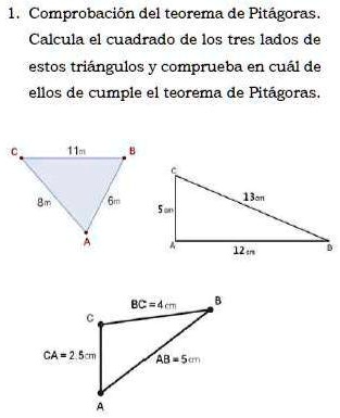 SOLVED: ayuda porfiss urgenteee Comprobación del teorema de Pitágoras ...