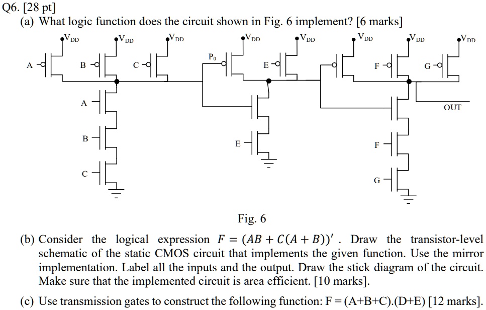 CMOS logic question: What logic function does the circuit shown in Fig ...