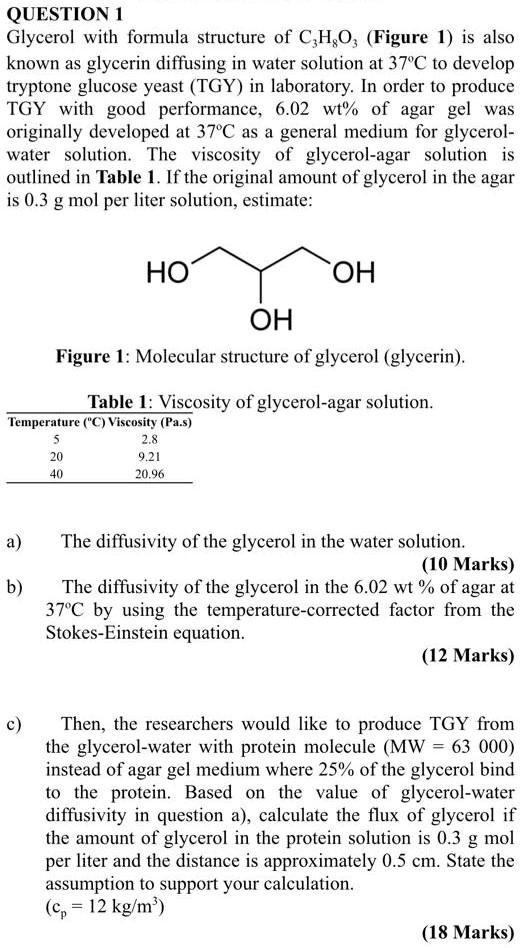 SOLVED QUESTION / Glycerol with formula structure of C;H;O; (Figure 1) is also known as
