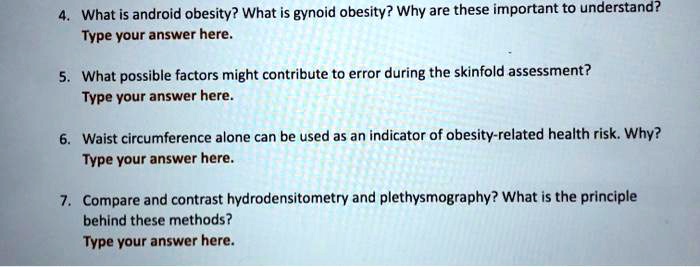 What is android obesity? What is gynoid obesity? Why … - SolvedLib