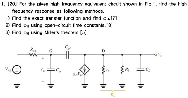 SOLVED: 1.[20] For the given high frequency equivalent circuit shown in ...