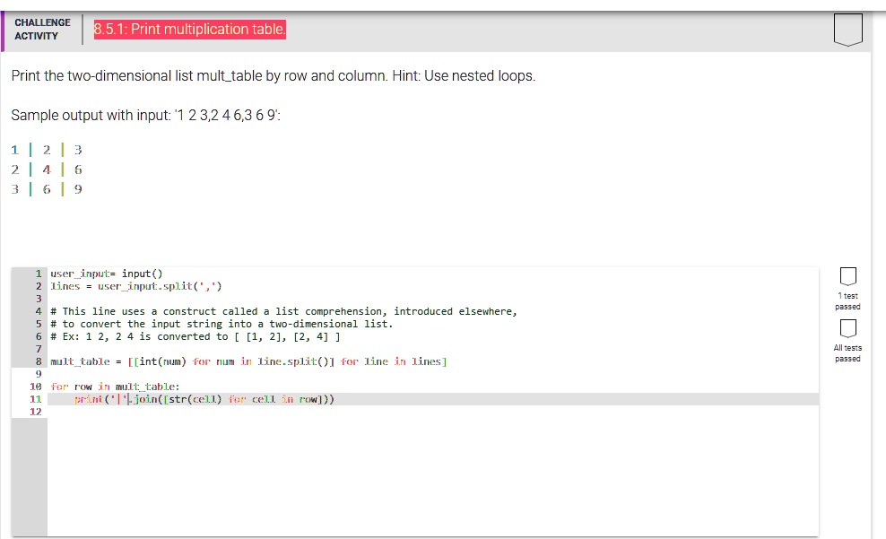 SOLVED Print the two dimensional list multtable by row and column