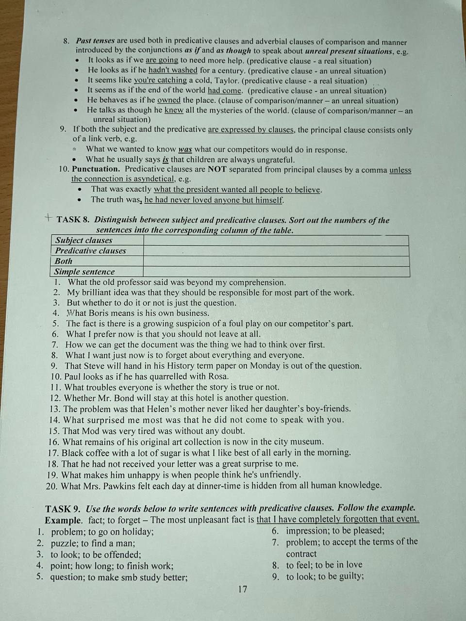 8. Past tenses are used both in predicative clauses and adverbial ...