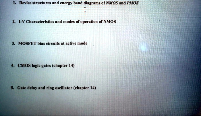 SOLVED: 1. Device structures and energy band diagrams of NMOS and PMOS ...