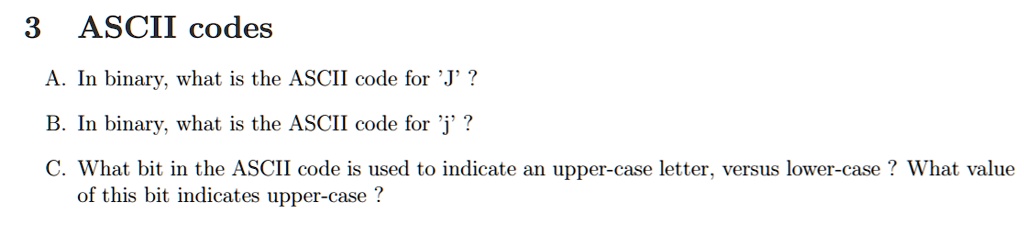 8 bit binary number for the ascii character j