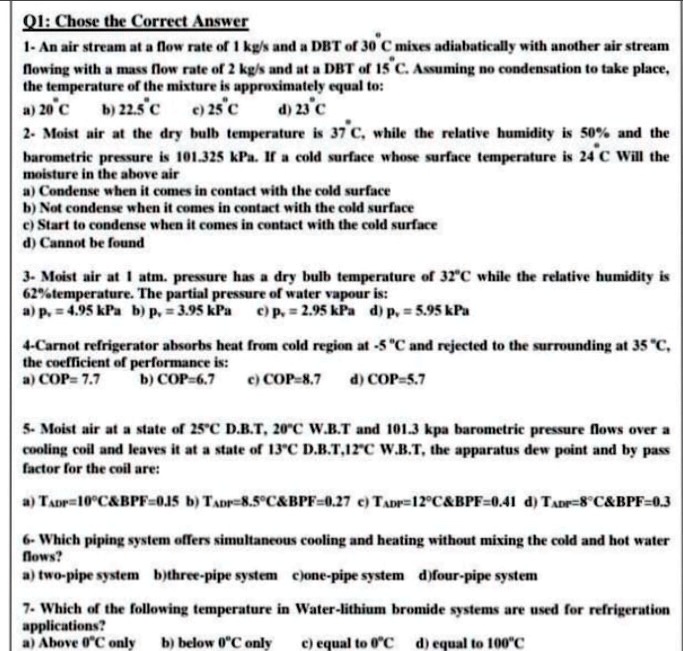 SOLVED: Text: Subject of Air Conditioning and Freezing (Only the Right ...