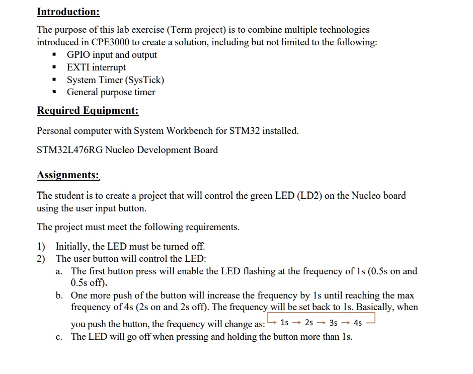 SOLVED: Introduction: The Purpose Of This Lab Exercise (Term Project ...