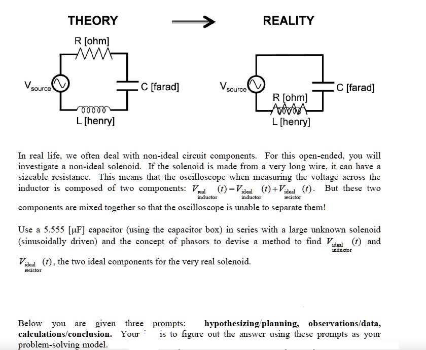 SOLVED: THEORY REALITY R [ohm] source [farad] source [farad] R [ohm ...