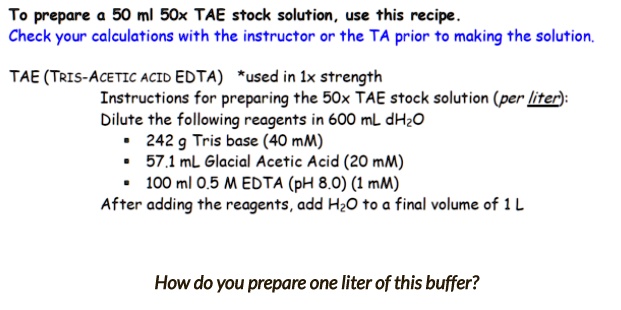 Prepare 50 Ml 5x Tae Stock Solution