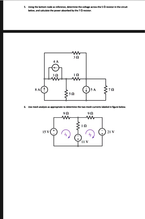 Solved Using The Bottom Node As Reference Determine The Voltage Across The 5 Î© Resistor In 7050